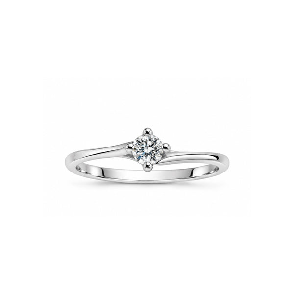 Anello Solitario Bibigì in Oro Bianco 18 KT e Diamante Naturale