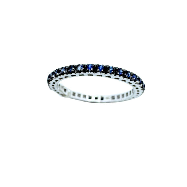 Veretta Girodito Davite&Delucchi in Oro Bianco con Zaffiri ct. 0,29 misura 13 AA031122ZF2