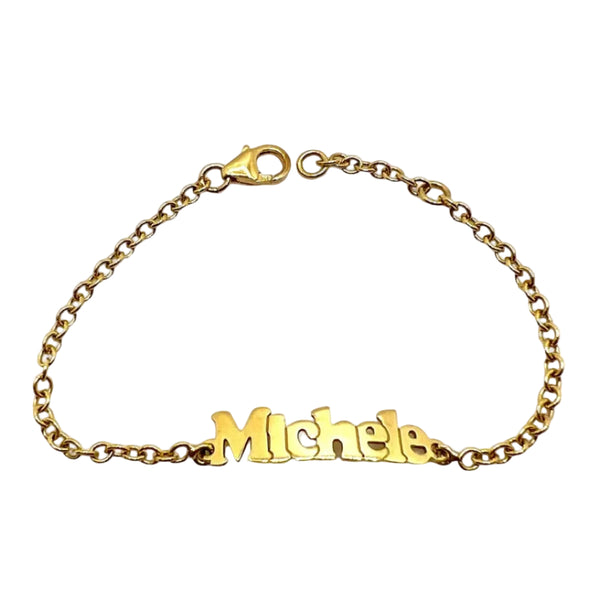 Pulsera de bebé de oro amarillo con nombre personalizable