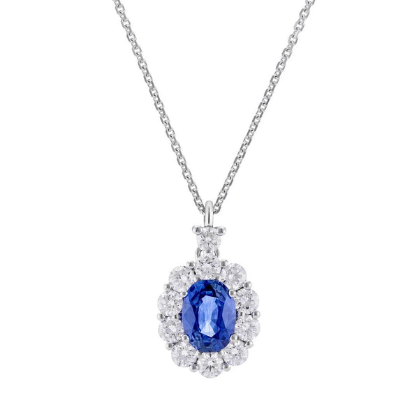 Collana Golay in Oro Bianco con pendente con Zaffiro Naturale e Diamanti PCL122DIZB46