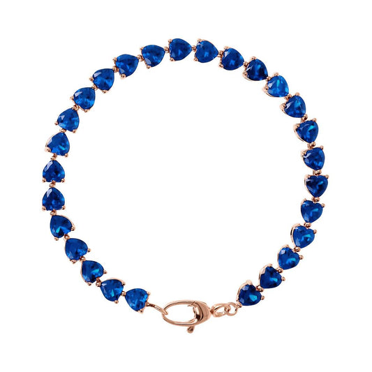 Pulsera de tenis Bronzallure con corazones y circonitas azules