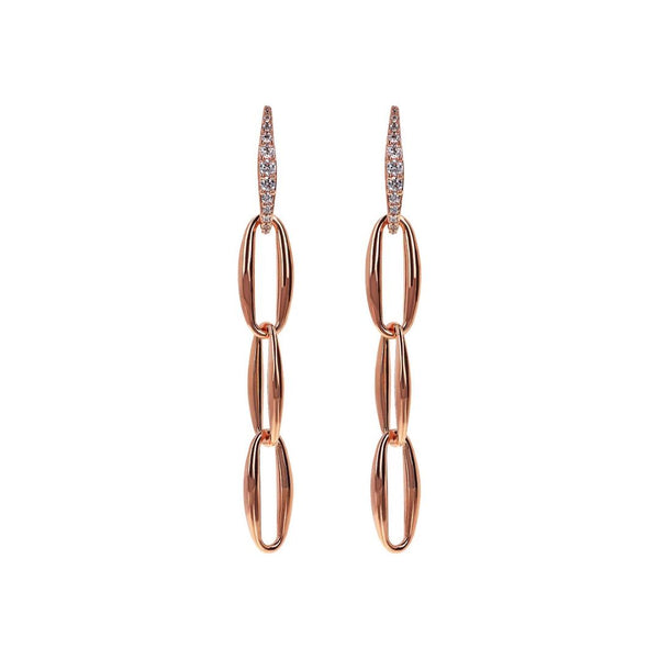 Pendientes colgantes Bronzallure con eslabones marquesina y elemento pavé de circonitas cúbicas