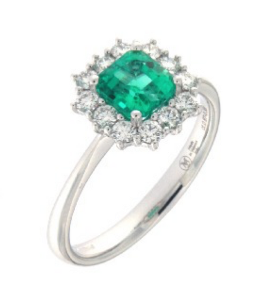 Anillo Mirco Visconti de oro blanco con esmeralda natural y diamantes