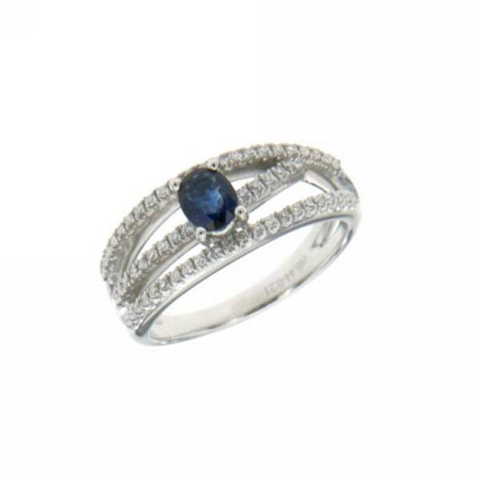 Mirco Visconti Ring with Natural Sapphire and Diamonds in White Gold
