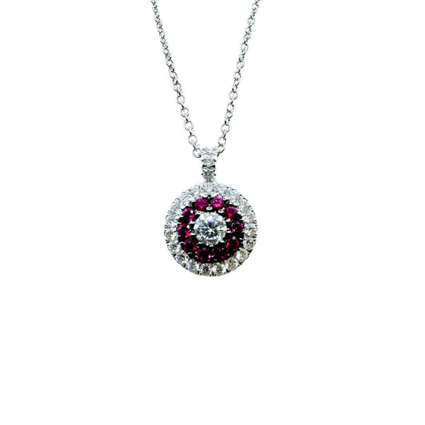 Collana Davite&Delucchi in Oro Bianco con Pendente con Rubini e Diamanti CLN011965RB