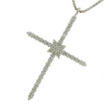 Collar Mirco Visconti con colgante de fantasía de cruz con pavé de diamantes