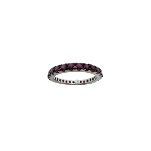 Anillo Iannelli de oro blanco hecho a mano con puntas bruñidas y rubíes de 2,16 ct.