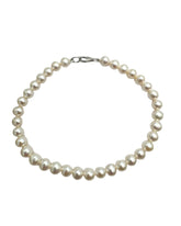 Bracciale con Perle d'Acqua Dolce e Moschettone in Oro Bianco