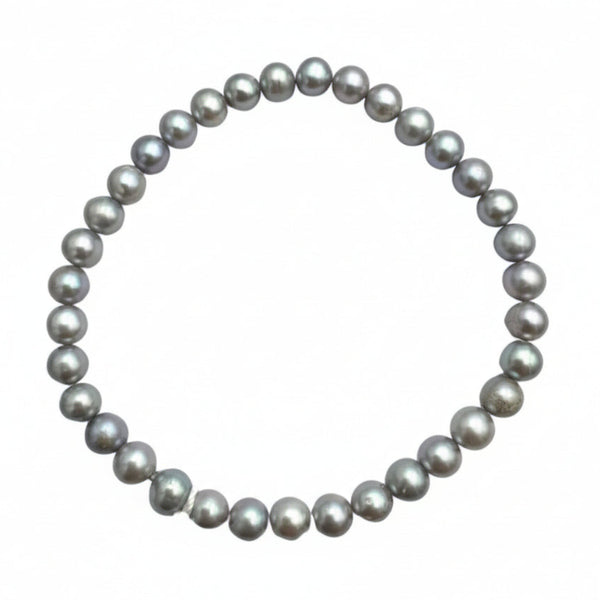 Bracciale Elastico con Perle Grigie d'Acqua Dolce 5,5 mm BRP002