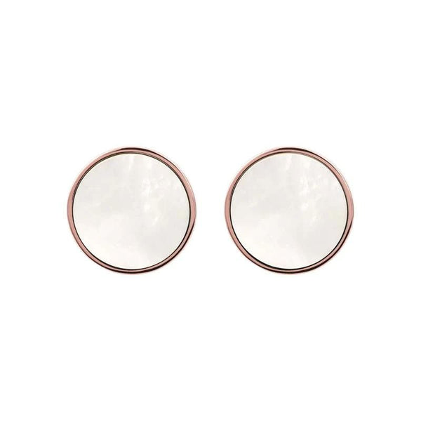 Pendientes de botón de nácar blanco Bronzallure