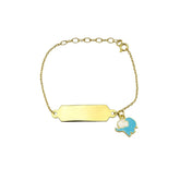 Bracciale Milor Gold Con Targhetta Ed Elefante Azzurro In Oro Giallo 375