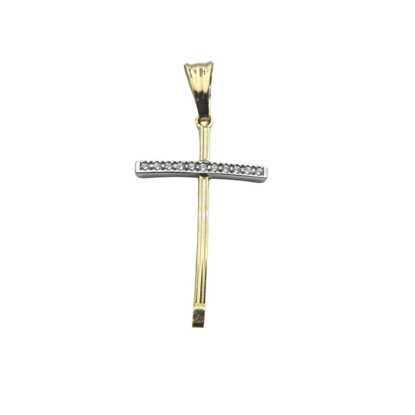 Croce Pendente in Oro Bianco e Giallo con Zirconi CND005