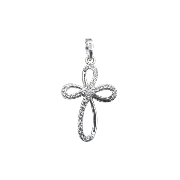 Croce Pendente in Oro Bianco con Zirconi CND016