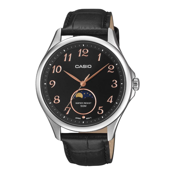 Orologio Casio Uomo Timeless Quarzo Fasi Lunari Nero Pelle MTP-M110L-1AVER
