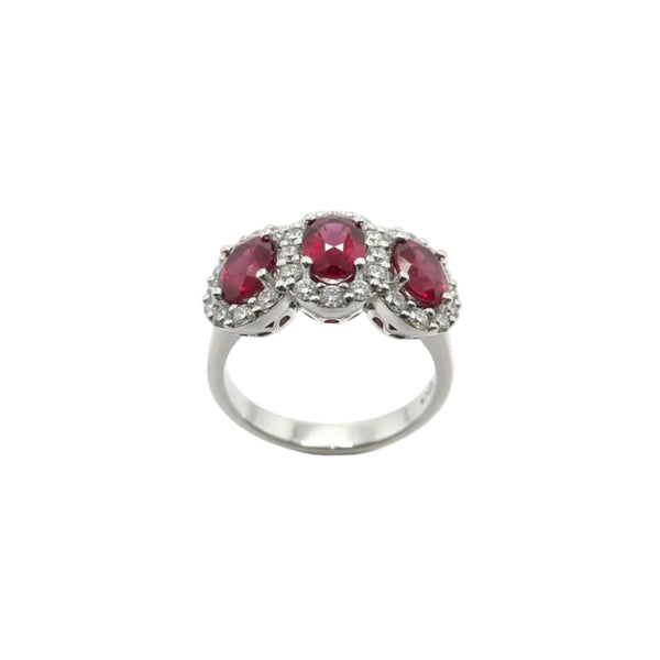 Iannelli Handmade Trilogy Ring with Rubies and Diamonds