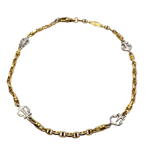 Pulsera Zancan en oro amarillo de 18 kt y anclas en oro blanco de 18 kt