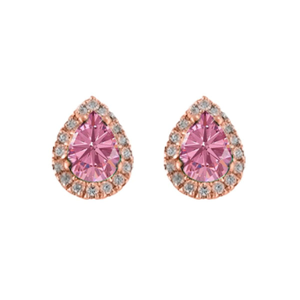 Orecchini in Oro Rosa con Zaffiri Rosa Naturali Taglio Goccia e Diamanti OR-207-72ZR