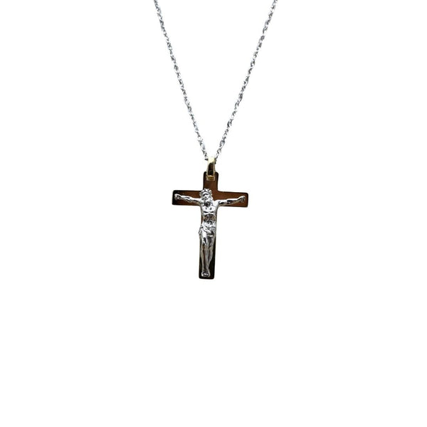 Collana Zancan in Oro Bianco e Giallo 18 KT con Croce Pendente UC030GB