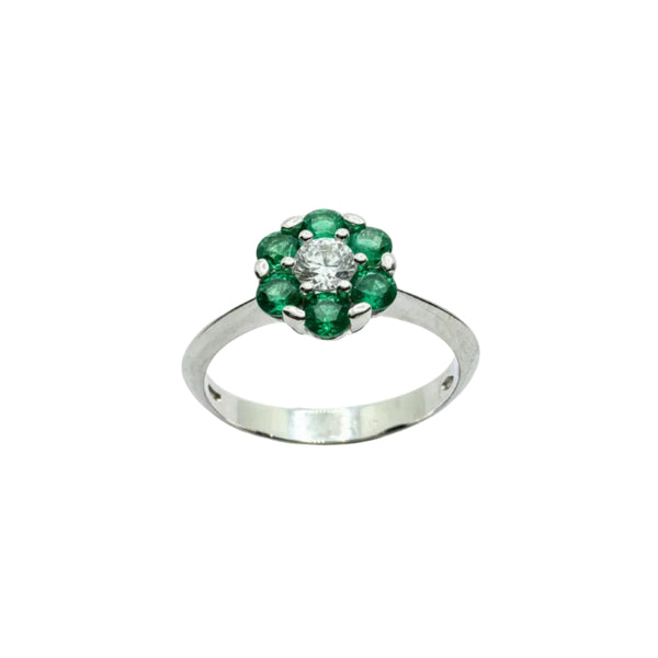 Anello in Oro Bianco 18 KT Magic con Zirconi Bianco e Verdi AN086