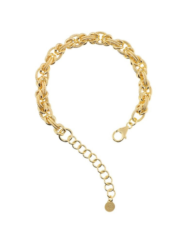 Bracciale Etrusca Maglia Bizantina Placcato Oro Giallo 18 KT
