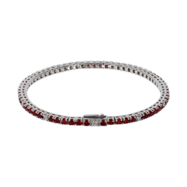 Bracciale Albert M. Tennis Bicolore Con Cubic Zirconia Rosso E Bianco WSOX00567.RD.RED-W.19