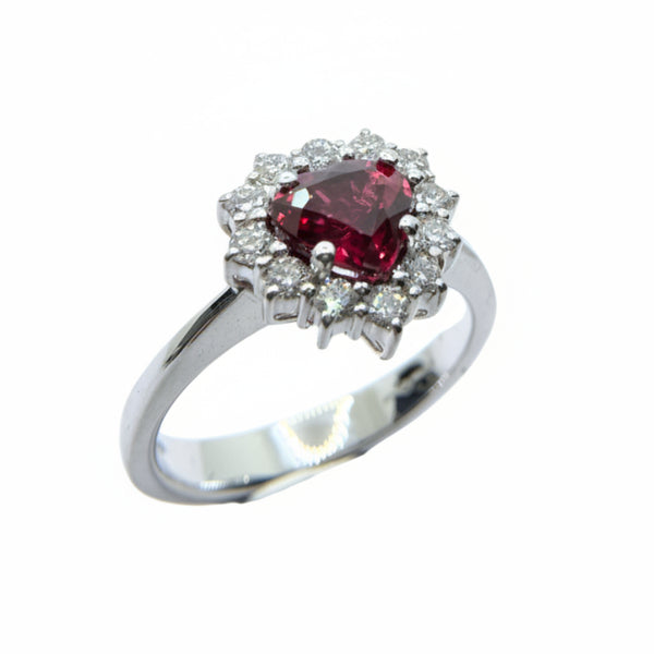 Anello Cuore Giorgio Visconti in Oro Bianco con Rubino Taglio cuore e Diamanti AB16664R