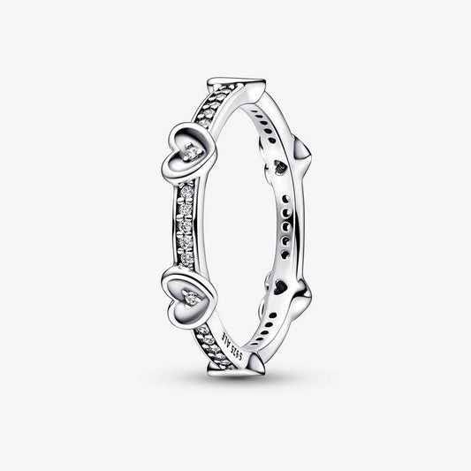 Anillo Pandora Corazones Brillantes