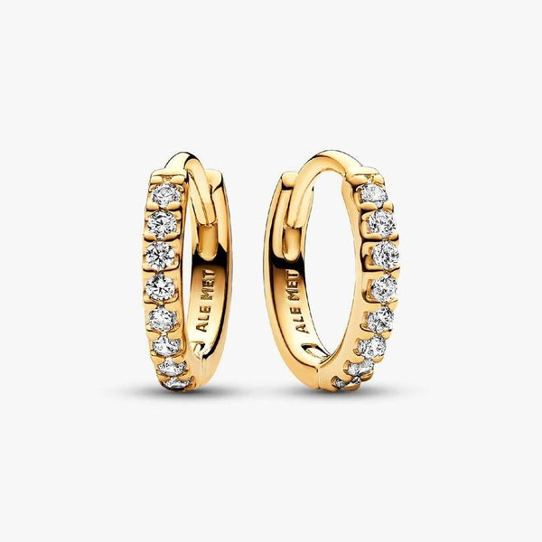 Orecchini Pandora Cerchi Piccoli Pavè Rifiniti In Oro Giallo 263015C01