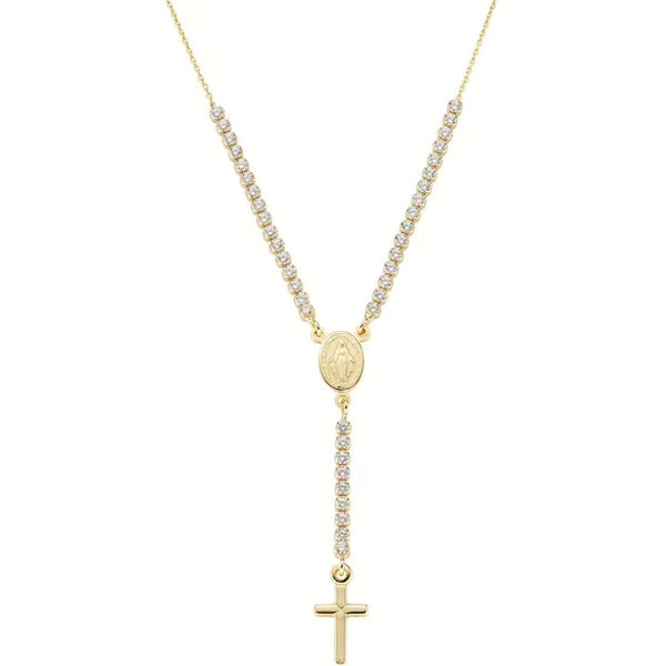 Collana Amen Rosario Dorato Con Zirconi Bianchi CLCRMIGBZ4