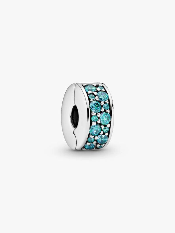 Clip Pandora Pavè Con Cubic Zirconia Turchese 791817MCZ
