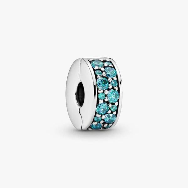 Clip Pandora Pavè Con Cubic Zirconia Turchese 791817MCZ