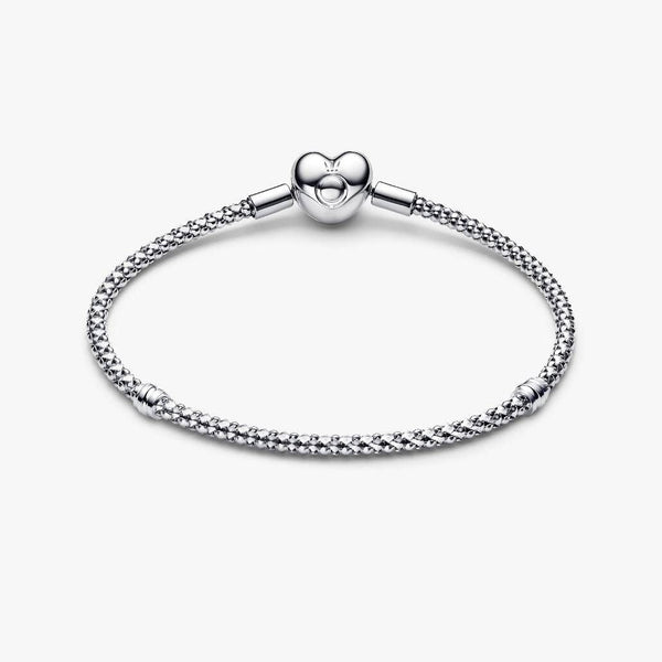 Bracciale Pandora Maglia Geometrica Con Chiusura a Cuore 593853C00
