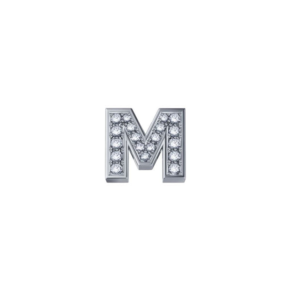 Elements Lettera M in Oro Bianco e Diamanti 0,02 ct DCHF3319M.002