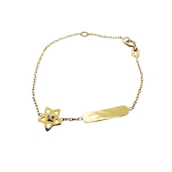 Bracciale Bimba in Oro Giallo 18 KT con Stella e Targhetta con Zirconcino BRB05