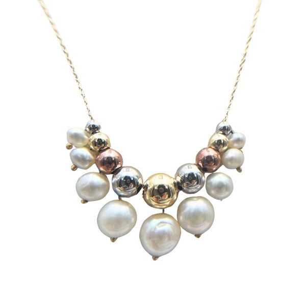 Collana in Oro Giallo Rosa e Bianco 18 KT con Perle CLS005