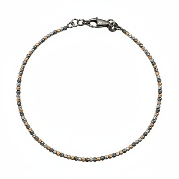Bracciale da Uomo in Oro con Sfere Diamantate Bianche Rosa e Brunite BRK101