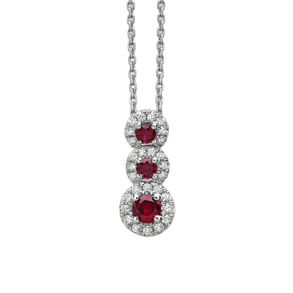 Giorgio Visconti Trilogy Necklace with Rubies and a Diamond Surround