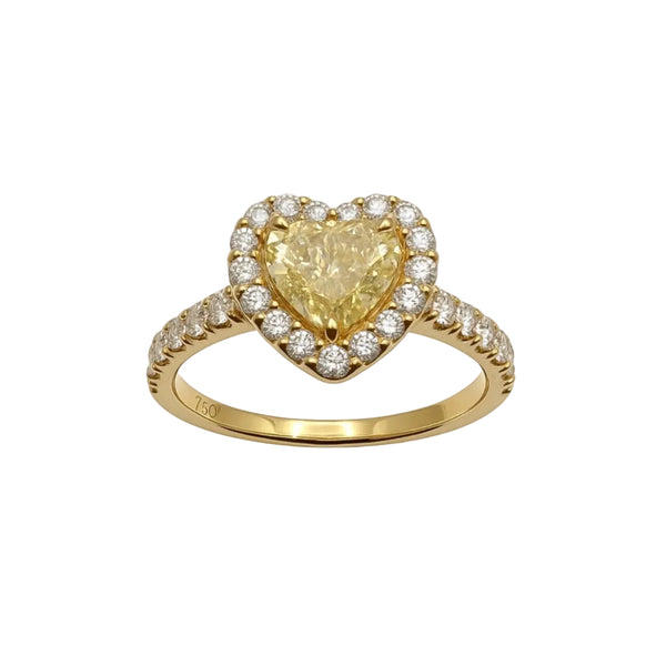 Anello Giorgio Visconti in Oro Giallo coN Diamante Fancy Taglio Cuore e Diamanti Bianchi AG17591