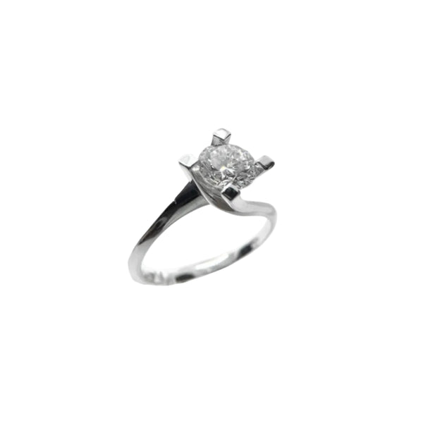 Contrarié Solitaire Ring in White Gold with 0.70 ct Diamond