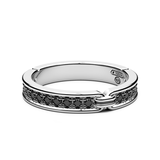 Anello Zancan Uomo in Argento con Pietre nere