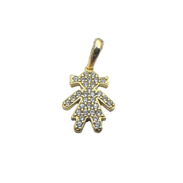 Colgante de niña de oro amarillo con circonitas