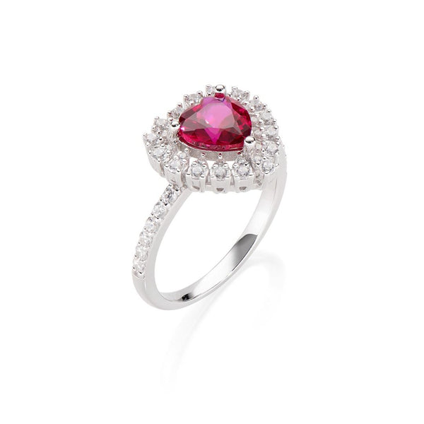 Anello Stardust Taglio Cuore Con Zirconi Bianchi E Rossi RCUOBRBZ