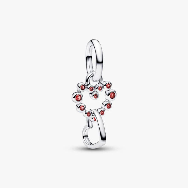 Charm Pandora Pendente Cuori Intrecciati Con Cristalli Rossi 794435C01
