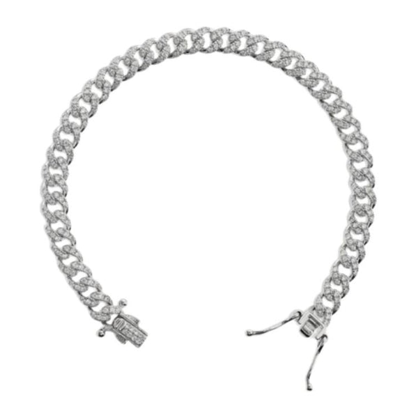 Pulsera de cadena curva Albert M. con pavé de circonitas cúbicas