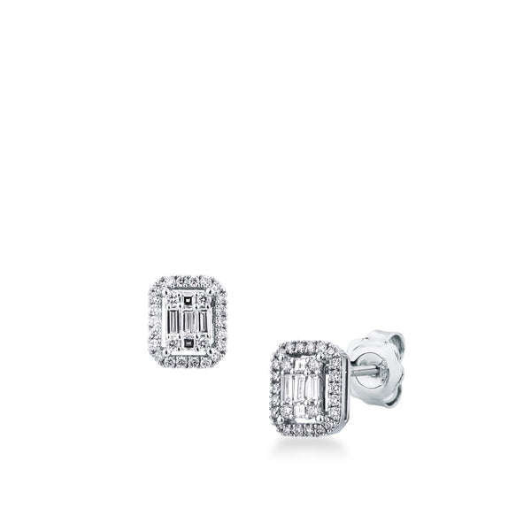 Orecchini Mirco Visconti in Oro Bianco 18 KT con Diamanti Naturali Baguette e Brillante ABA1316/10