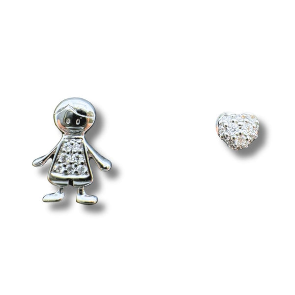 Orecchini Iannelli Handmade Bimbo Cuore in Oro Bianco e Diamanti 228191