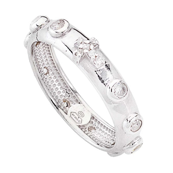 Amen Rosary Ring with Zircons