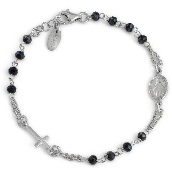 Amen Rosary Bracelet with Black Crystals