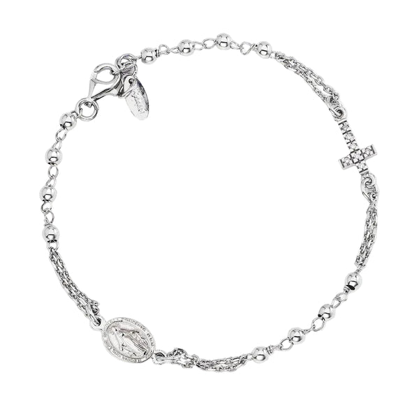Bracciale Amen Rosario Con Croce E Pavé BROBZ3