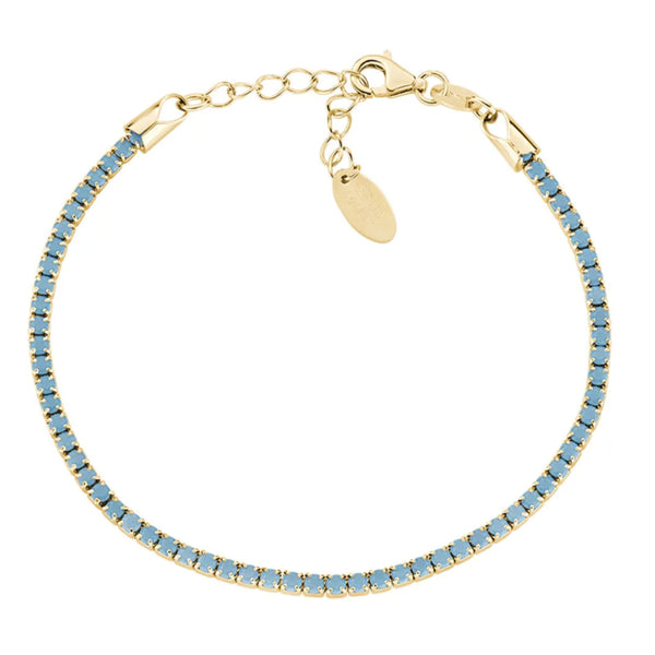 Bracciale Amen Tennis Argento Dorato Con Zirconi Turchesi BTPGAZ16
